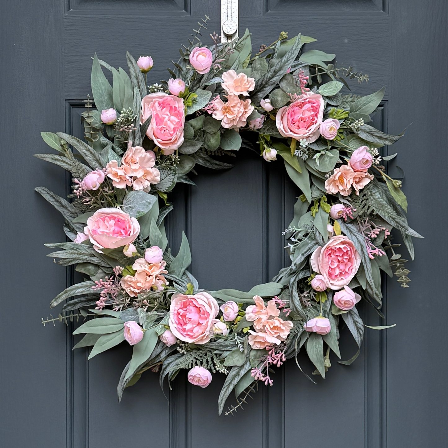 Pink Peony & Eucalyptus Wreath