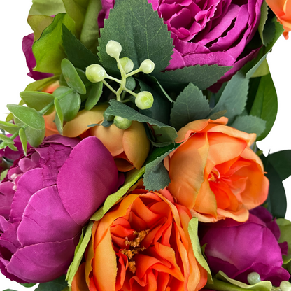 Summer Pink & Orange Peony Wreath
