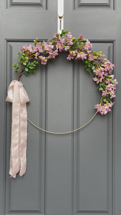 Lavender Cherry Blossom Spring Hoop Wreath