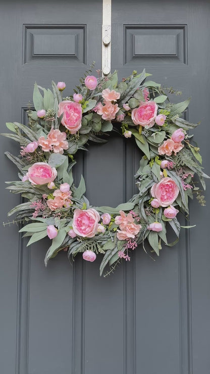Pink Peony & Eucalyptus Wreath