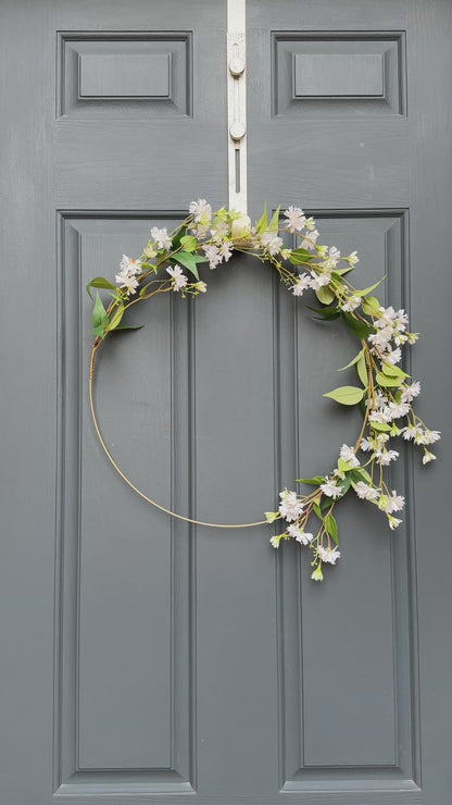 Modern White Floral Hoop Wreath