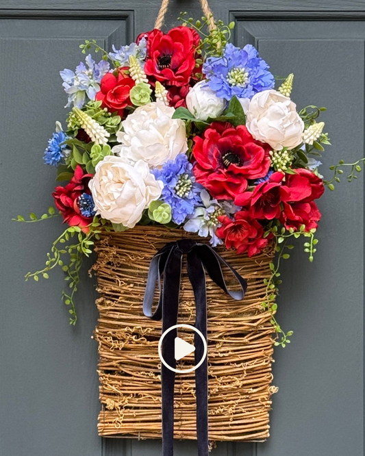 Patriotic Floral Basket Wreath