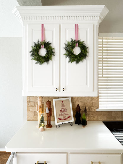 Mini Cedar Christmas Wreath Set with Antique Gold Velvet Ribbon