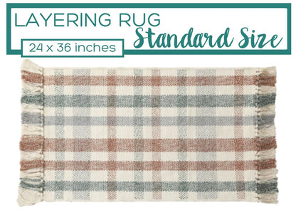 Brown Plaid Accent Rug with Fringe