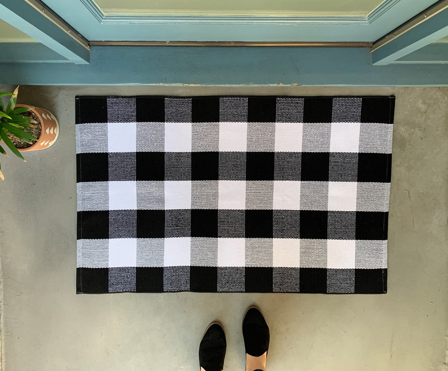 Extra Large Buffalo Plaid Doormat Layering Rug