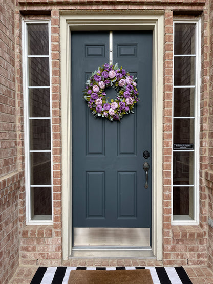 Purple Peony & Lambs Ear Wreath