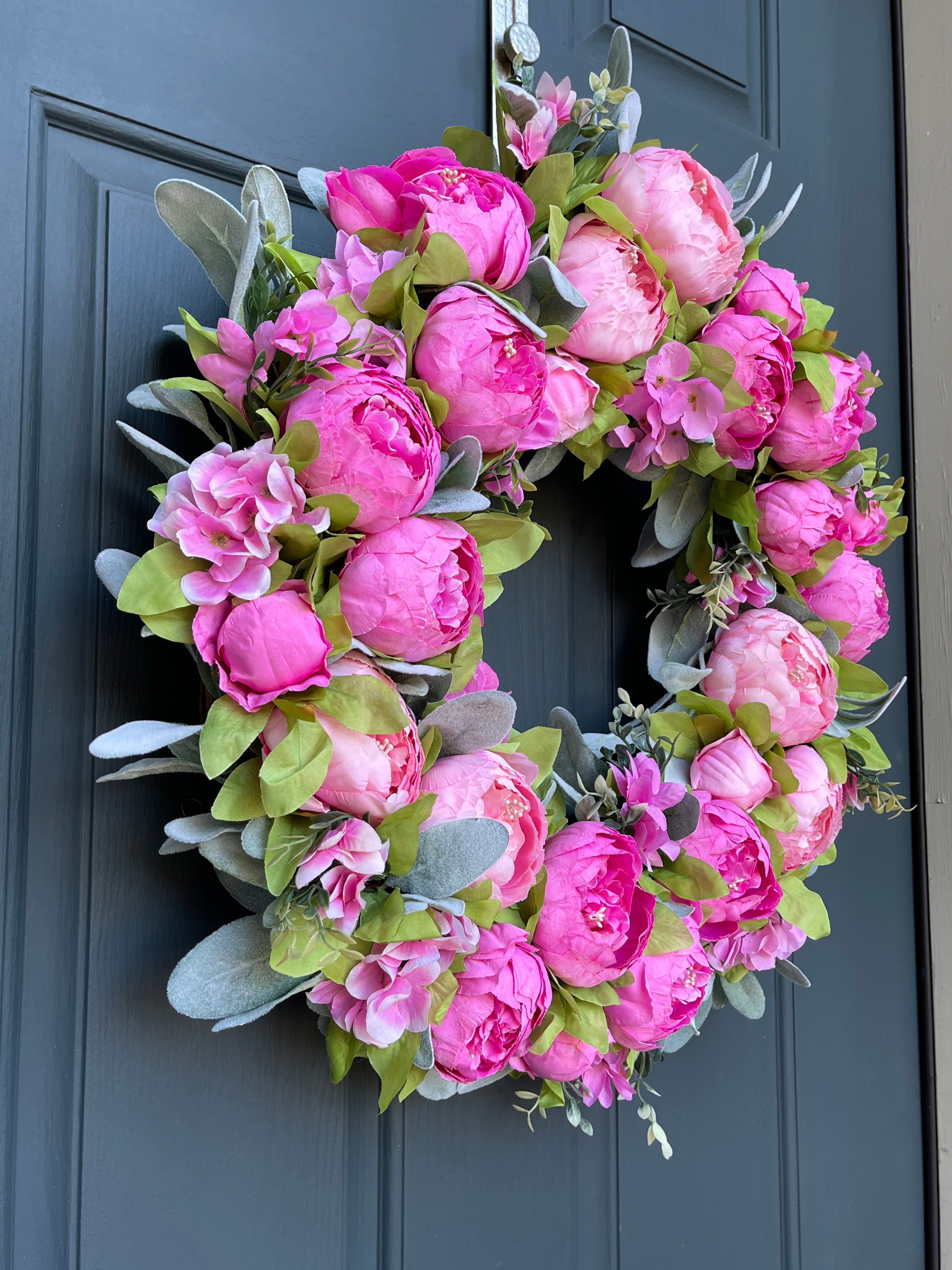 Large Pink peonies Wreath | spring summer pink and lime green wreath| Summer door hanger | watermelon door hanger | large watermelon wreath authentic