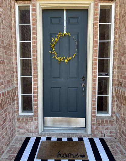 Modern Yellow Forsythia Spring Hoop Wreath