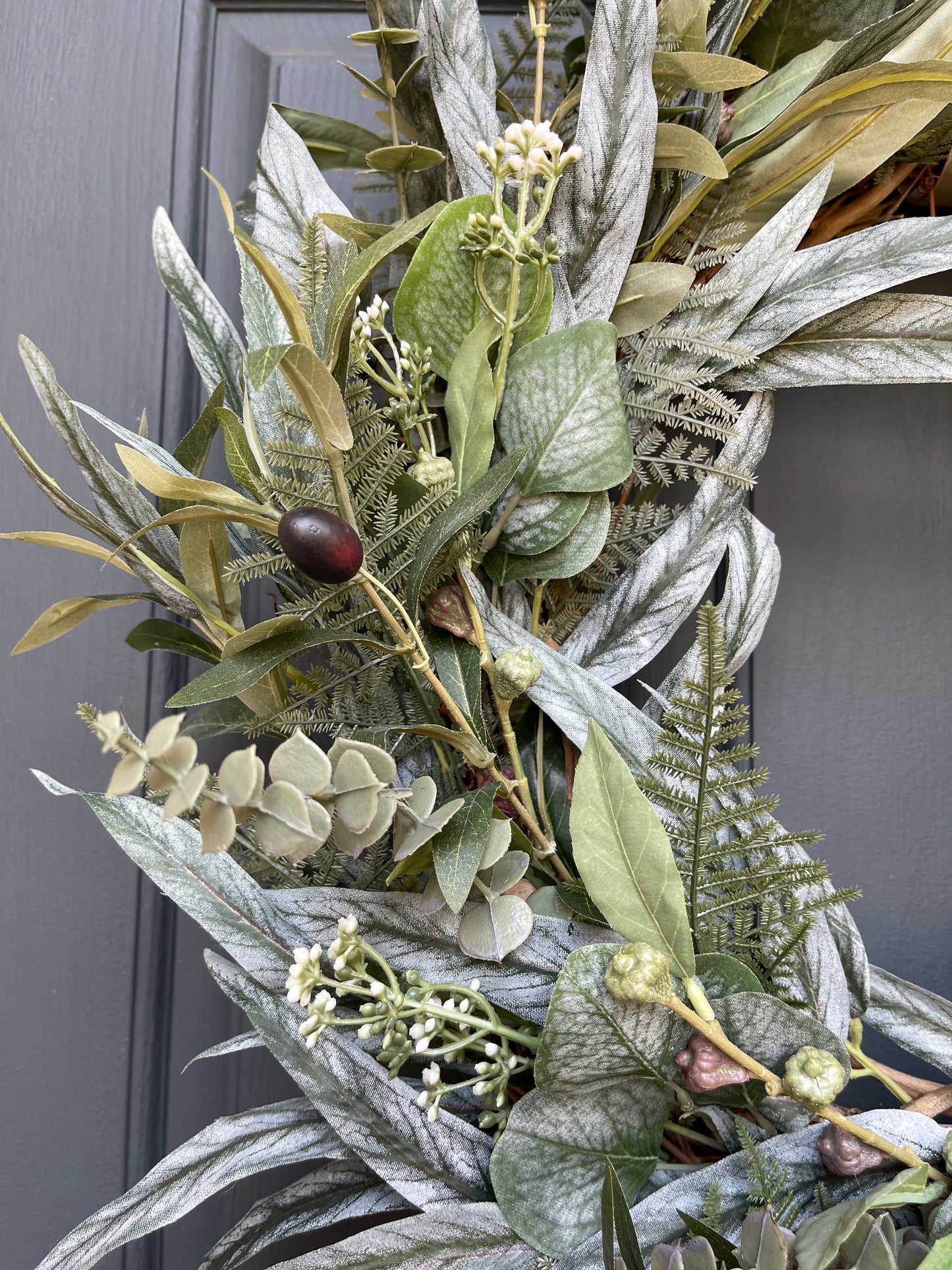 Greenery Wreath for Front Door | Eucalyptus & Olive Leaf