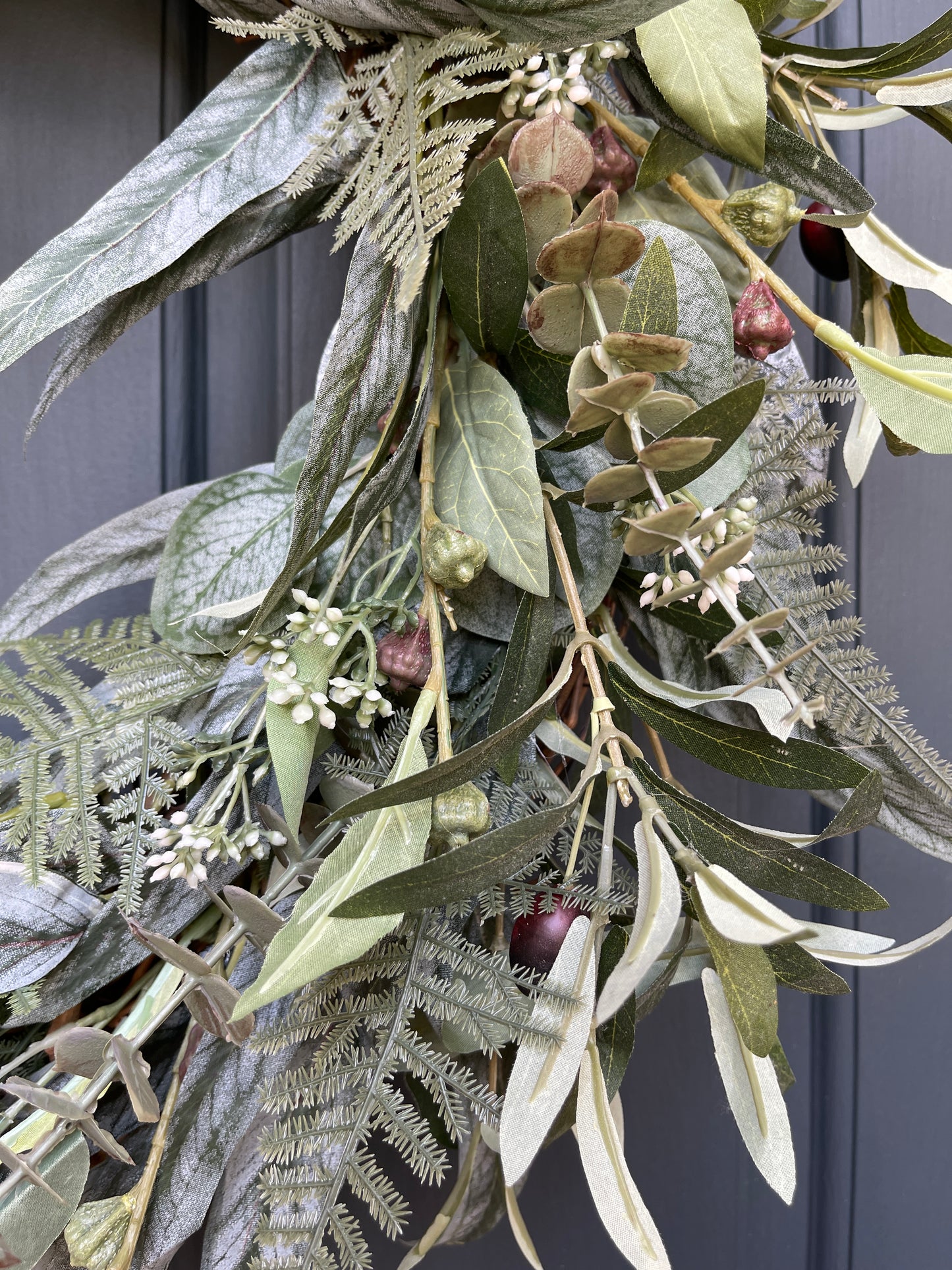 Greenery Wreath for Front Door | Eucalyptus & Olive Leaf