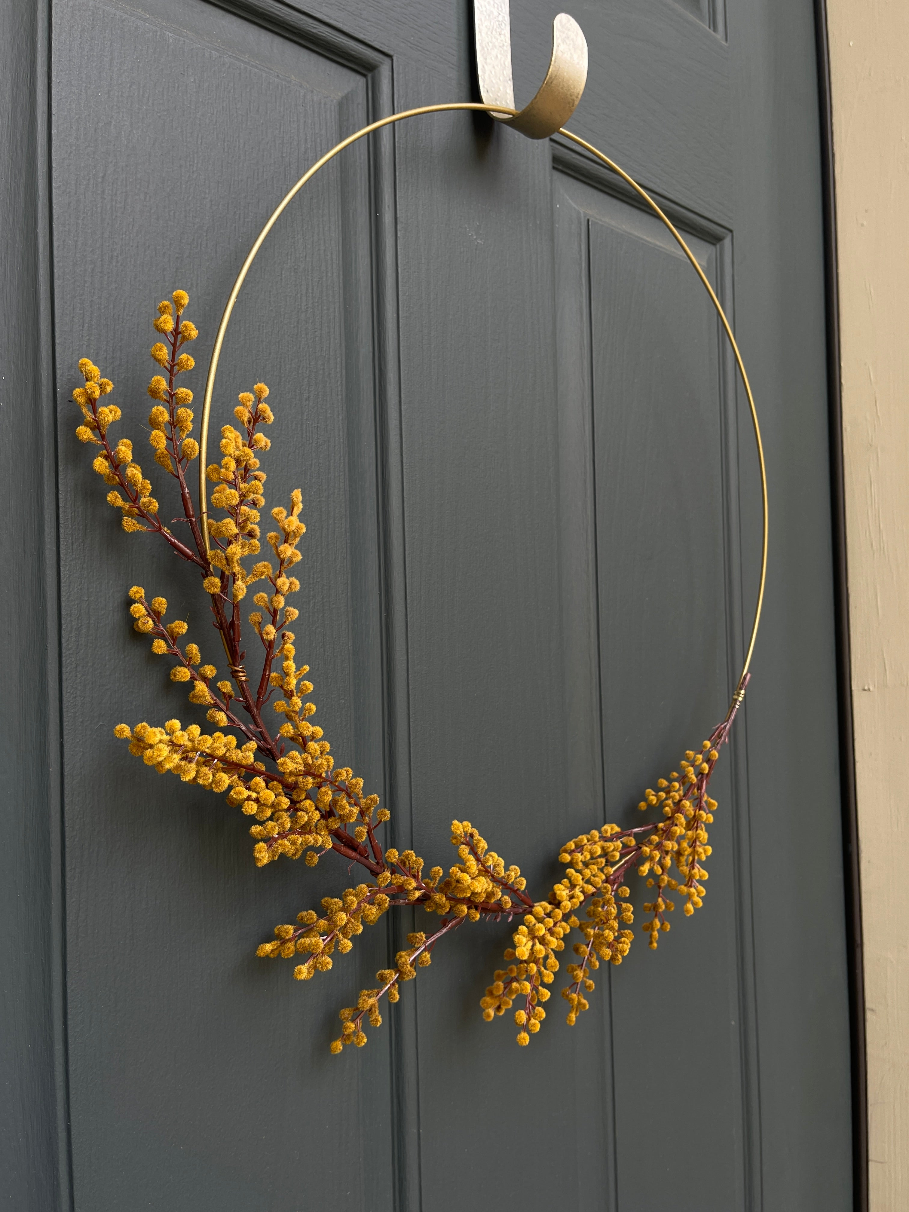 Modern Fall Hoop Wreath- Gold deals and light blue