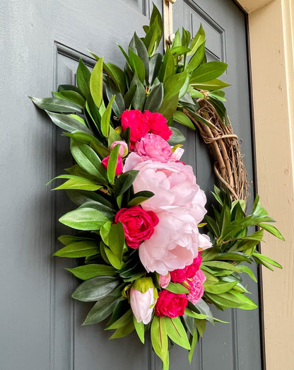 Pink Peony & Ranunculus Wreath