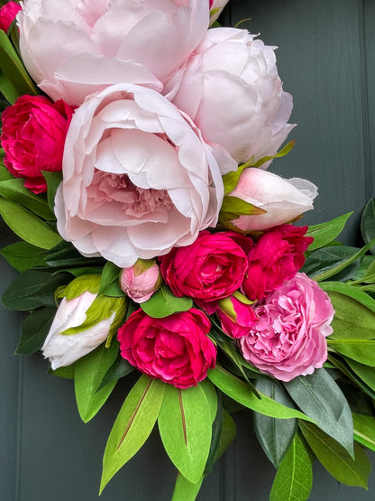 Pink Peony & Ranunculus Wreath