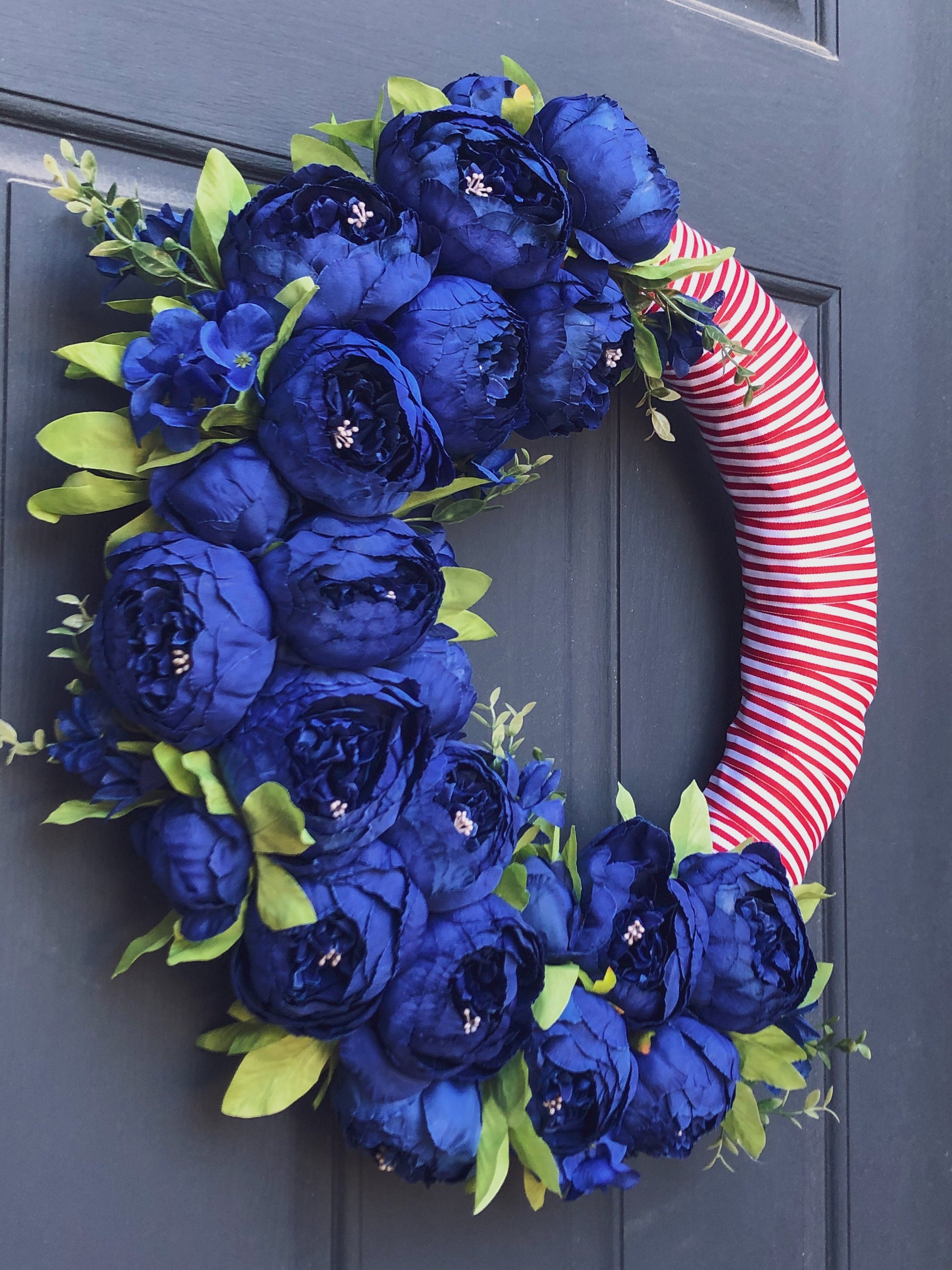 Modern 4th of July Wreath for Front Door | Red White and Blue Decor | Peony Wreath | Fourth of July | Summer Door Decor