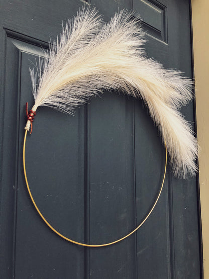 Modern Pampas Grass Wreath | Minimalist Front Door Décor | Simple Spring Wreath | Summer Hoop Wreath