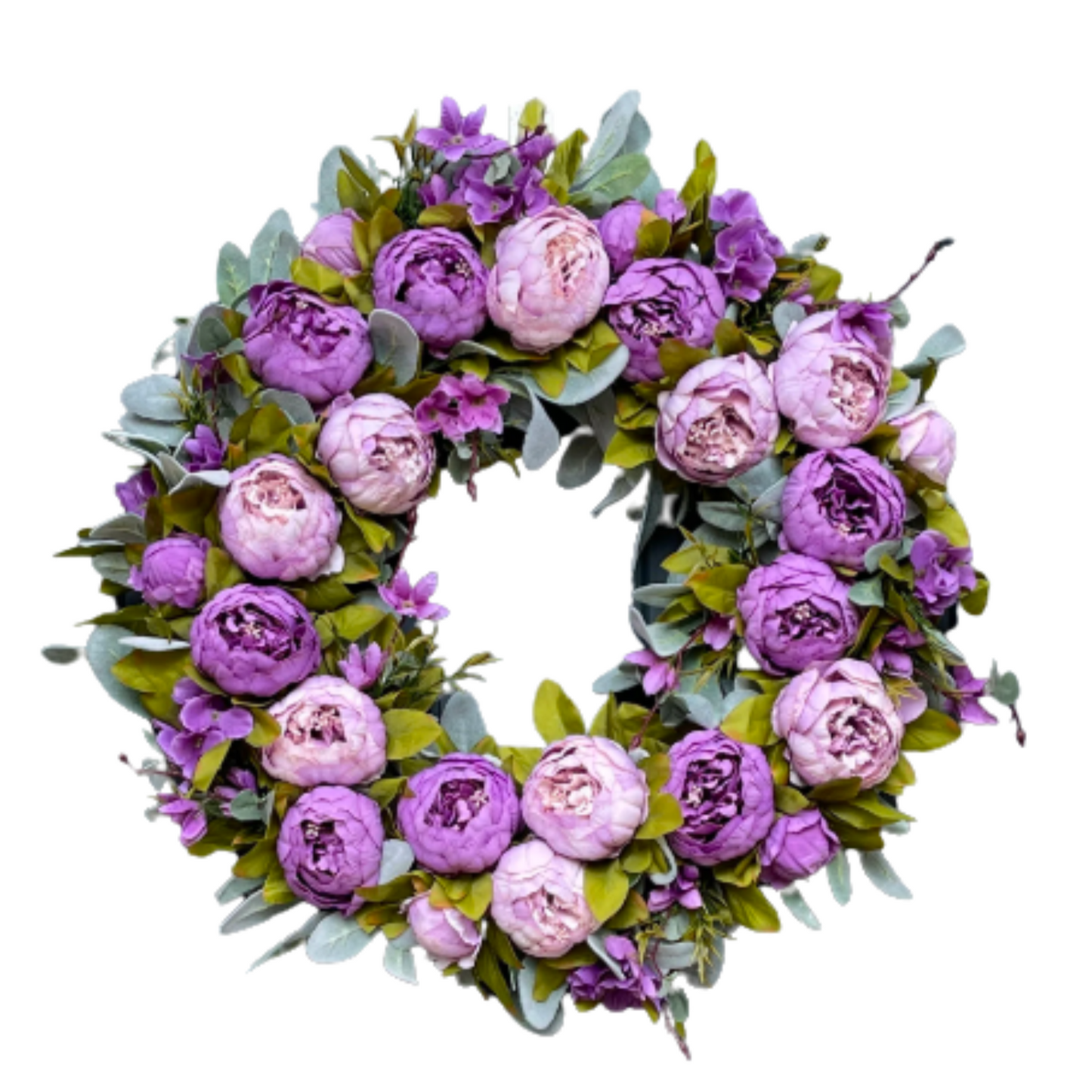 Spring & Summer Purple Peony + Lambs Ear Wreath