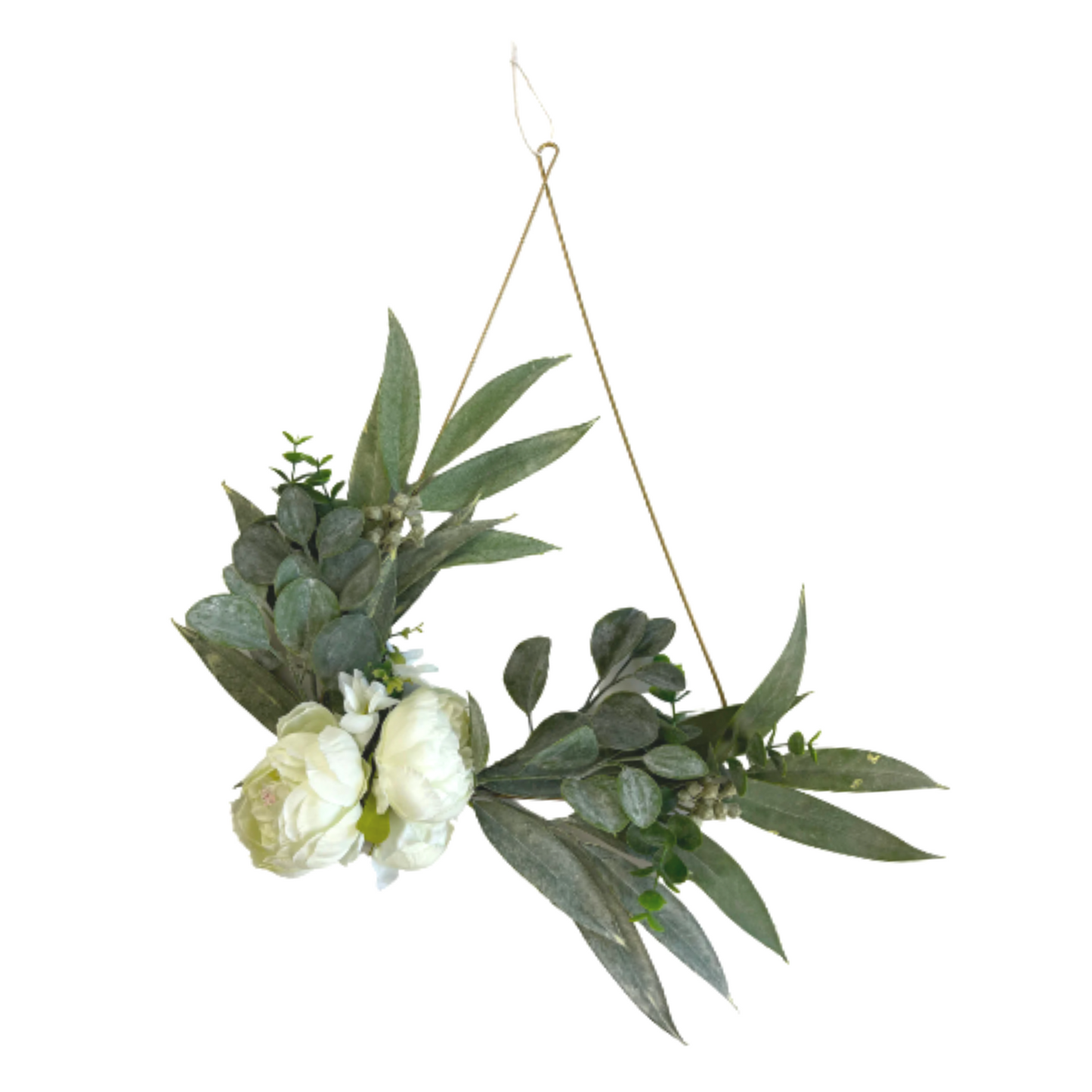 Modern Spring Teardrop Wreath + White Peonies & Eucalyptus